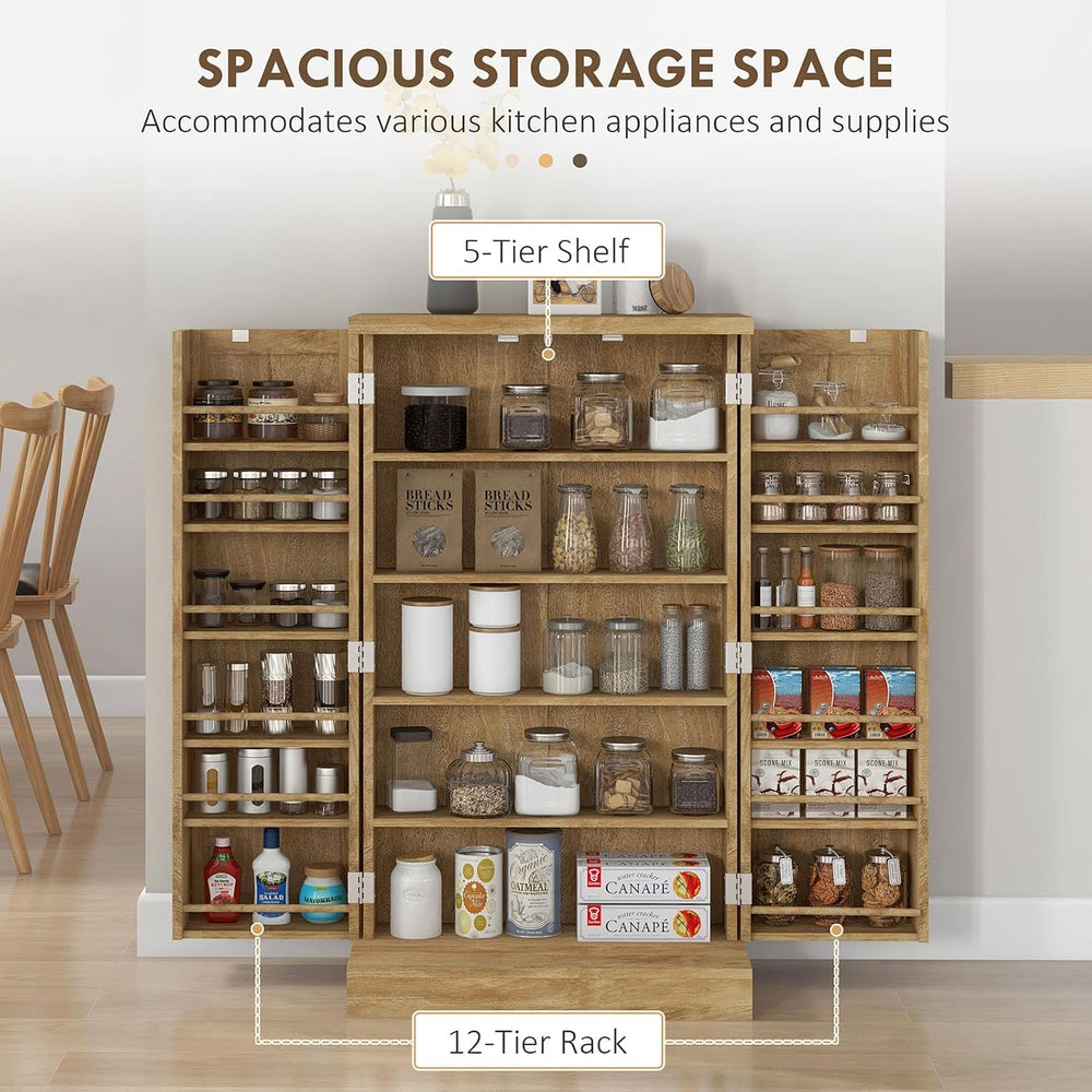 Pantry Storage Cabinet, 41" Kitchen Freestanding Kitchen Cabinet with 12...