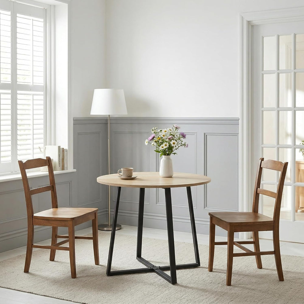 IDS Home 35.4” Round Dining Table for 2, Modern Nordic Kitchen Table, Light W...