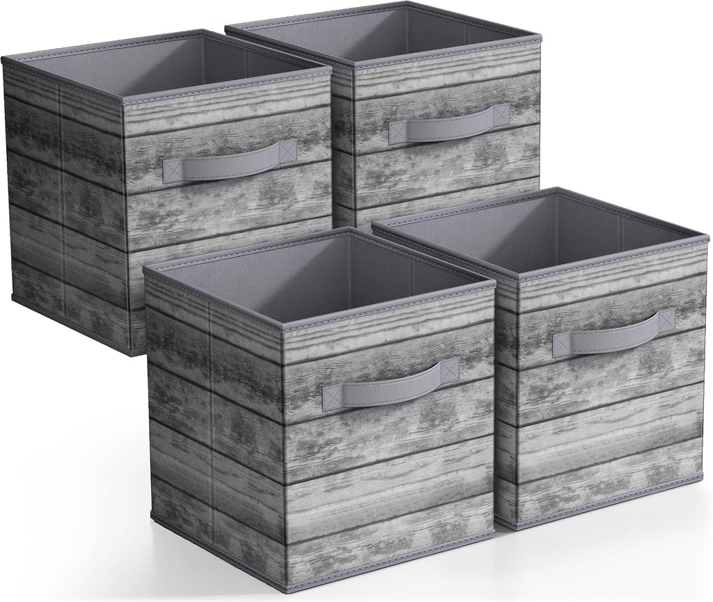 Sorbus Foldable Storage Bins - 11 Inch Sturdy Collapsible Fabric Storage Cubes with Handle - 4 Baskets for Organizing Clothes & Toys - Organization & Storage Baskets for Shelves, Pantry, Closet, Cubby