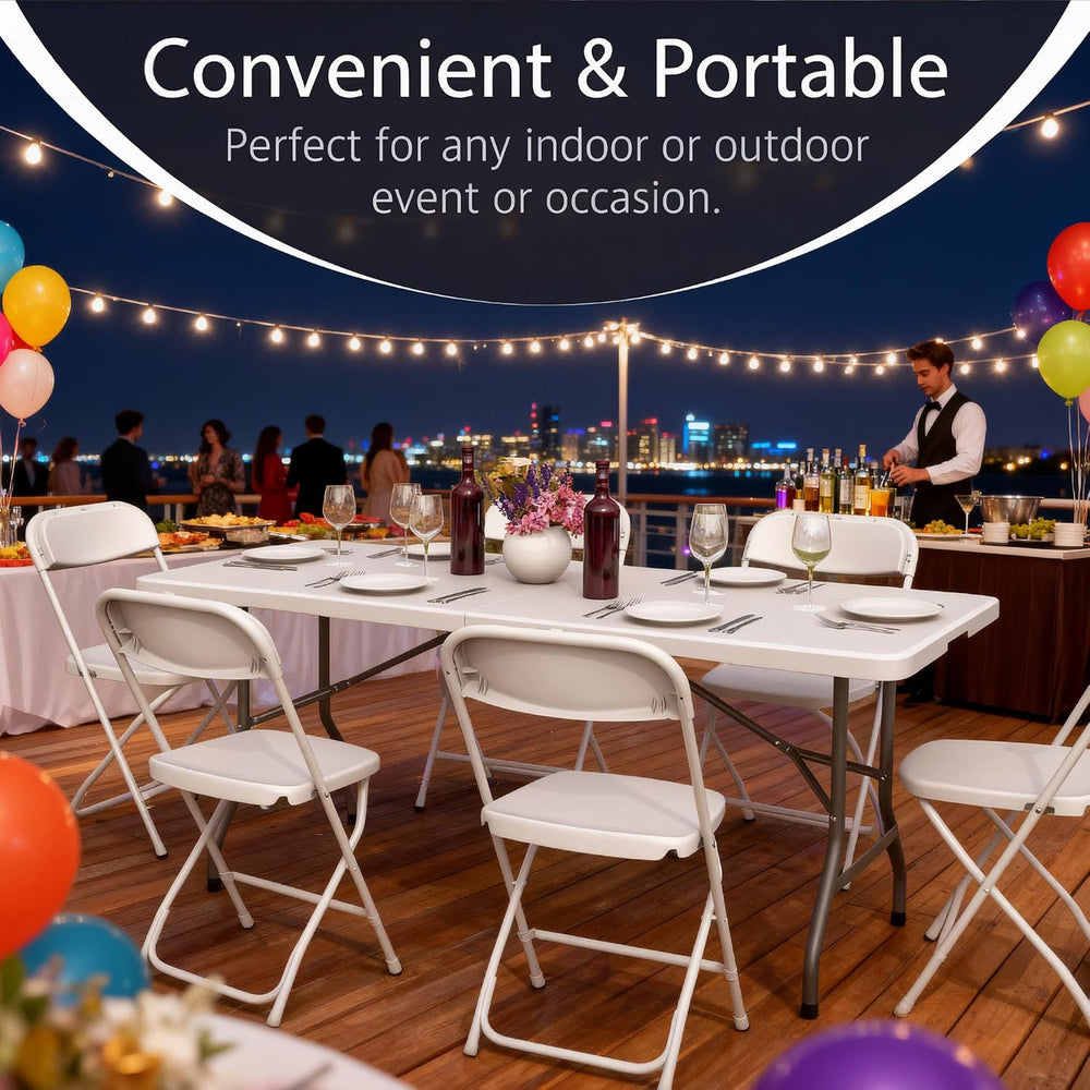 4 Feet Folding Table Adjustable Height with Carry Handle, Steel Legs | Heavy ...