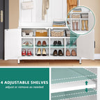 YITAHOME Hall Tree with Shoe Bench for Entryway, 4-in-1 Coat Rack with Bench, Entrance Organizer with Shoe Storage, Hall Tree with Adjustable Shoe Storage and Hanging Hooks, White