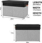 Large Toy Storage Box with Lid, Sturdy Toys Storage Chest Bin Organizer Basket with Dividers for Kids, Boys, Girls, Nursery, Closet, Bedroom, Playroom 26"x17" x17" (Black and Grey)