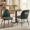 VASAGLE EKHO Collection - Dining Chairs Set of 2, Upholstered Kitchen Chairs, Comfortable Seat, Synthetic Leather with Stitching, Mid-Century Modern, Easy Assembly, with Storage Pocket, Forest Green