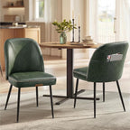 VASAGLE EKHO Collection - Dining Chairs Set of 2, Upholstered Kitchen Chairs, Comfortable Seat, Synthetic Leather with Stitching, Mid-Century Modern, Easy Assembly, with Storage Pocket, Forest Green