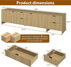 Fluted TV Stand for TVs up to 85",Modern TV Console with 4 Drawers,Wood Entertainment Center with Adjustable Shelves & Storage Cabinets for Living Room,Natural Oak