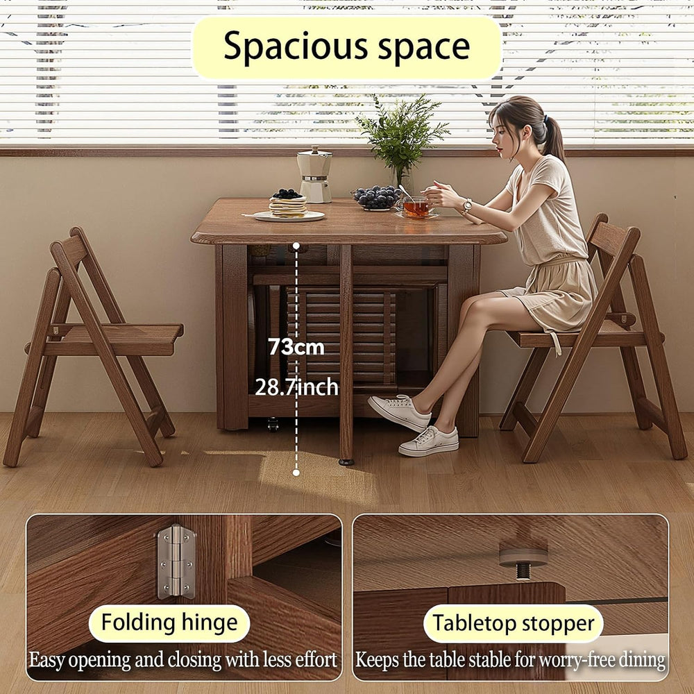 Folding Dining Table with Storage,Foldable into a Small Dining Table with Dra...