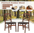Giantex Folding Dining Chairs Set of 2, Foldable Wood Kitchen Chairs with Padded Seat, Solid Wood Frame, Max Load 400 Lbs, No Assembly Easy to Store Wooden Dining Chairs for Apartment, Small Space
