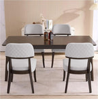 Modern Wood Dining Chairs Set of 4, Velvet Upholstered Kitchen Chairs with Open Curved Backrest & Black Hardwood Legs for Vanity, Living Room, 350 LBS Capacity, Grey