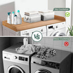 Washer Dryer Countertop with 2 Pack Storage Baskets, Wood Washer and Dryer Countertop with Non-Slip Pads/Edge Rails for Laundry Room Storage and Organization, 27.5" W x 54" L(Dark Woodcolor)