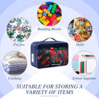 Abbylike 6 Pack Toy Storage Bag Bricks Building Set Car Toy Organization Bags for Traveling Carrying Case, Storage Organizer Puzzles(Navy)