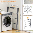 HOMIDEC Drying Rack Clothing,Large 12 Drying Poles with Sock Clips Clothes Drying Rack,Foldable Portable Laundry Drying Rack for Air Drying Clothing,Towels,Delicate Eac,Indoor Outdoor Use.Silver