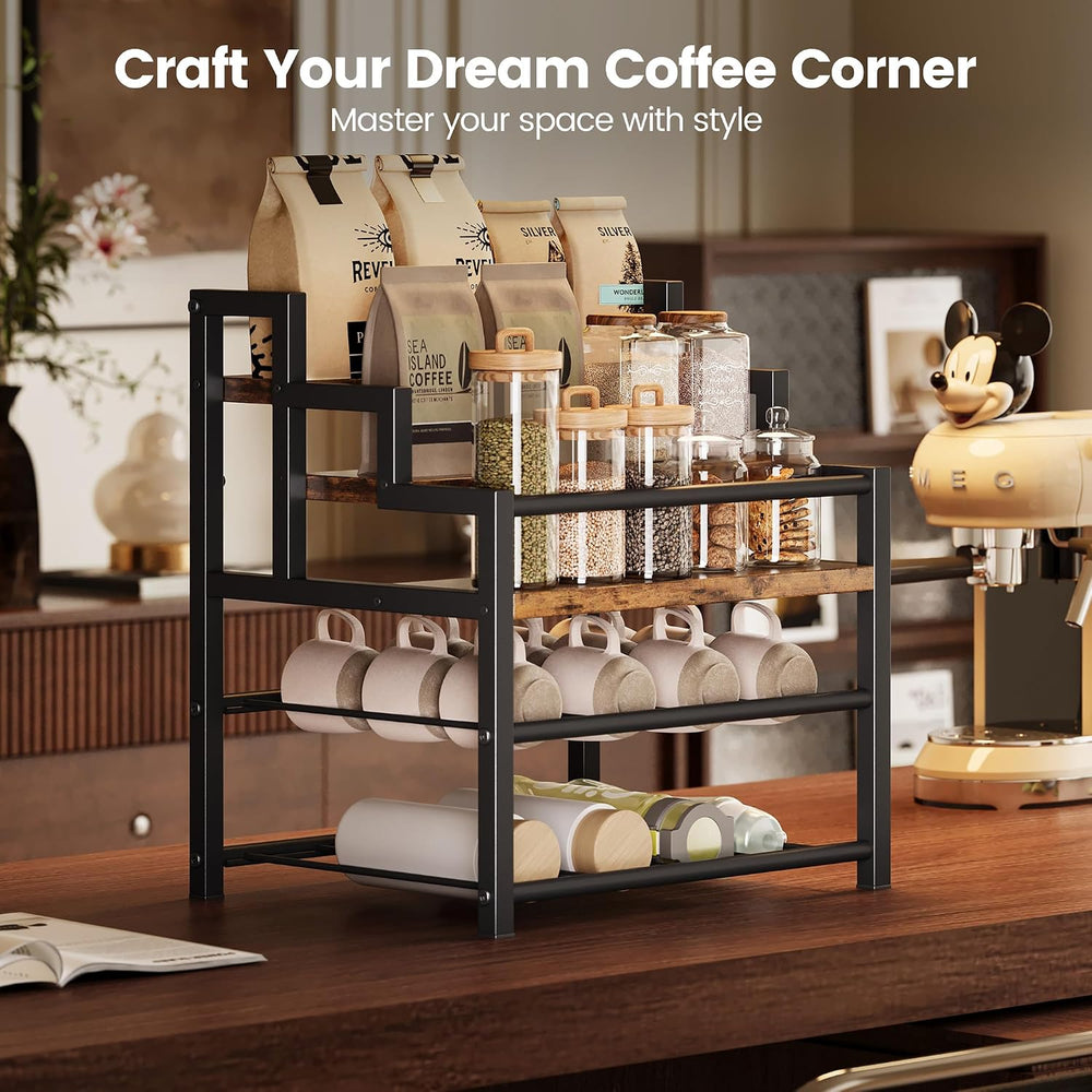 5-Tier Liquor Bottle Display Shelf, Holds up to 20 Bottles, Countertop Wine R...
