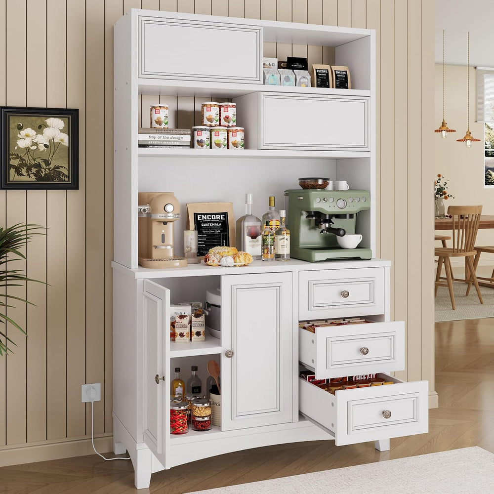 BLANKSPACE 71" Tall Kitchen Pantry Cabinet with Microwave Shelf Built-in...