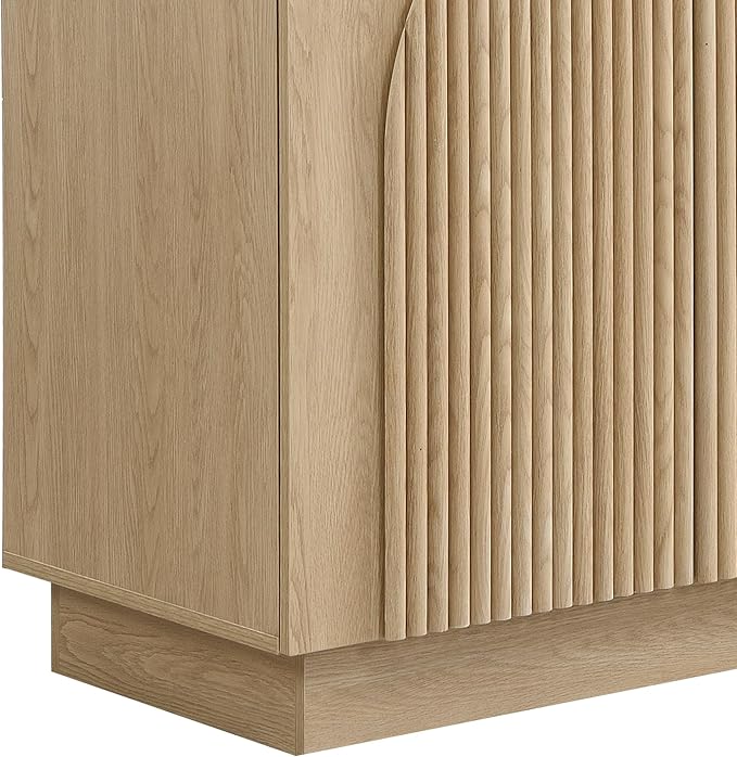 Yechen Fluted TV Stand with Arched Reeded Design Doors, Modern Entertainment Center with Storage for Up to 98", TV Media Console, TV Cabinet for Living Room, Bedroom/Natural Oak(2 PCS)