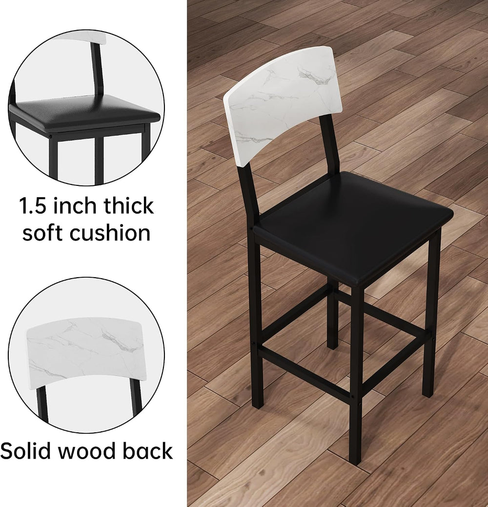 AWQM 5-Piece Dining Table Set, Kitchen Table Set for 4 (White) | Counter Heig...