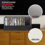 Stock Your Home DVD Storage Box, Movie Shelf Organizer for Blu-Ray, Video Game Cases, CDs, VHS Tape Display Stand, Disc Holder Can Store Up to 28 DVDs, Faux Leather (Black) 2 Pack