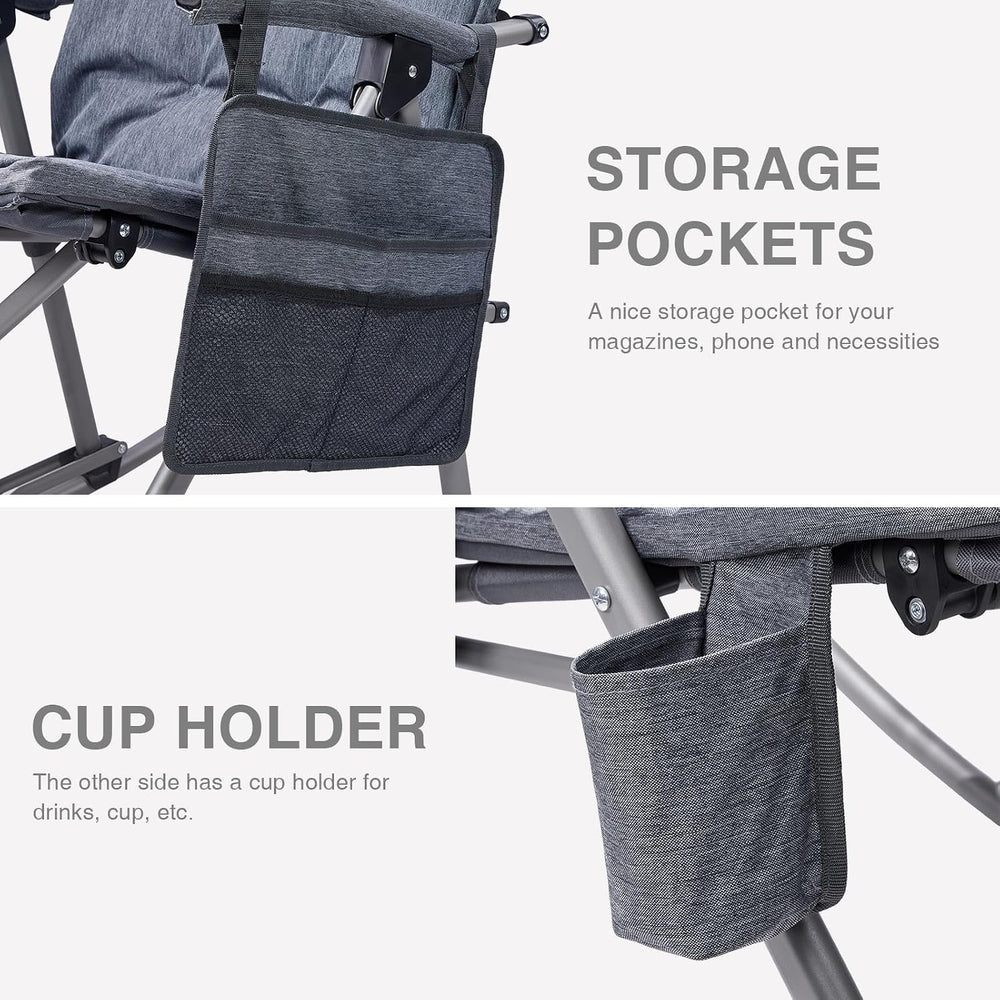 EVER ADVANCED Oversized Folding Rocking Camping Chairs Set of 2, Padded