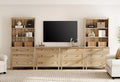 WAMPAT Entertainment Center with Bookshelves for TVs up to 75", Farmhouse Wall Unit TV Stand with Drawers, Media Console Table for Living Room, Bedroom & Home Theater, Oak
