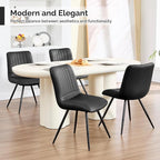 Dining Chairs Set of 6, Modern Dining Chairs with Thick Cushions, PU Leather Upholstered Kitchen Dining Room Chairs with Metal Legs for Dining Living Room (Black)