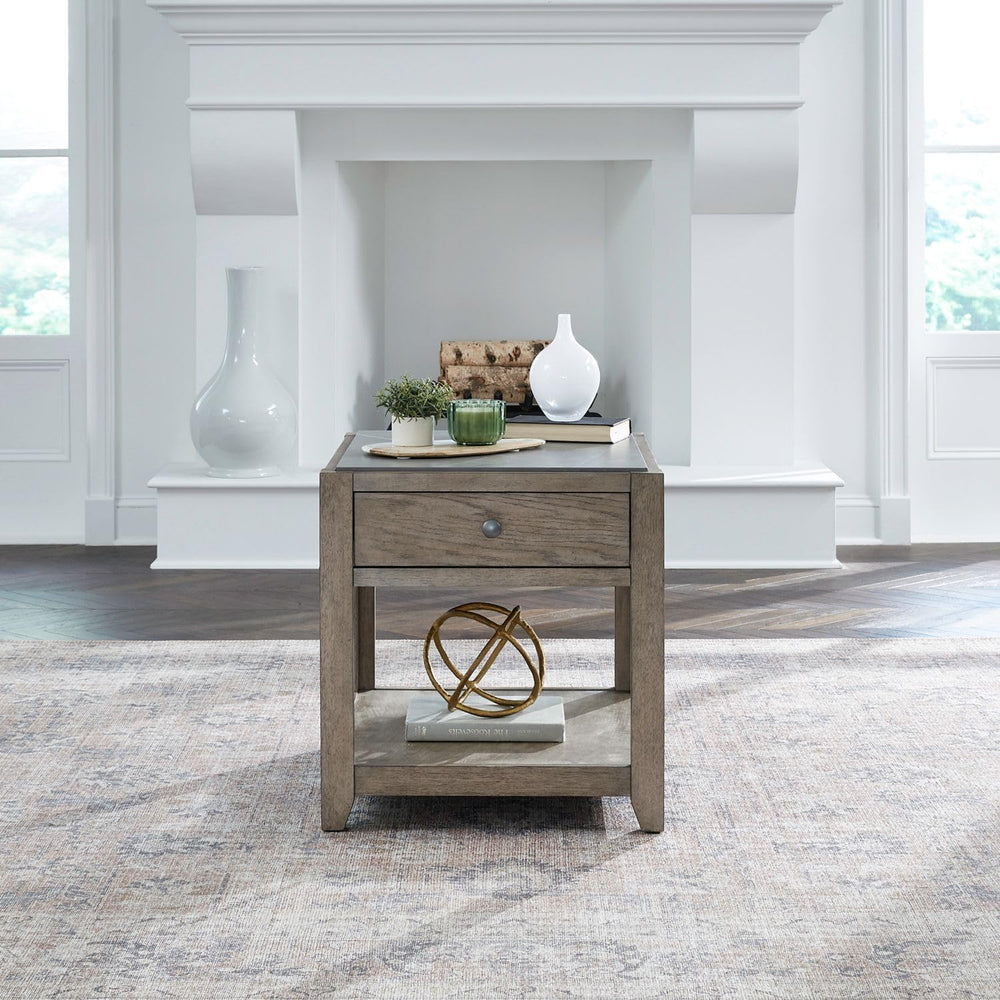Liberty Furniture Millstone End Table with Unique Tile Top for Living Room - ...