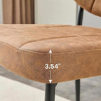 Modern Dining Chairs Set of 2, Brown Dining Chairs for Dining Room and Kitchen,Brown Suede Fabric,Dinning Chair, Precision Stitching, Top Handle, 3.54" Thick Cushion Seat, Metal Legs