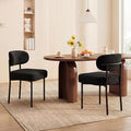 Dining Chairs, Black Boucle Dining Chairs, Kitchen Dining Room Chairs Curved Backrest Comfortable Upholstered Mid Century Modern for Dining Room Decor (2, Black)