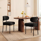 Dining Chairs, Black Boucle Dining Chairs, Kitchen Dining Room Chairs Curved Backrest Comfortable Upholstered Mid Century Modern for Dining Room Decor (2, Black)
