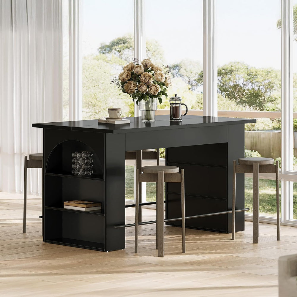 LITTLE TREE 63" Kitchen Island with Storage, Large Prep & Dining Tab...