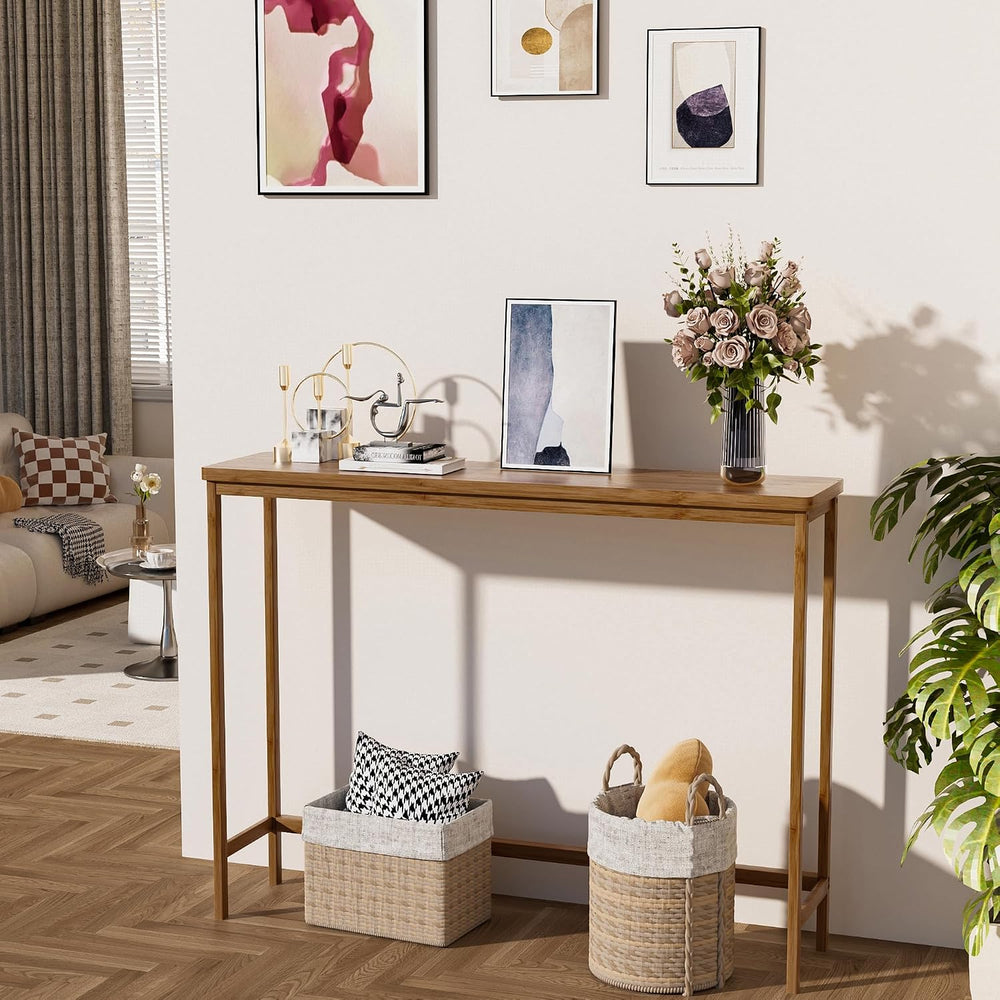 VASMIA Console Table, Entryway Table, Narrow Sofa Table, 39" Bamboo Hall...