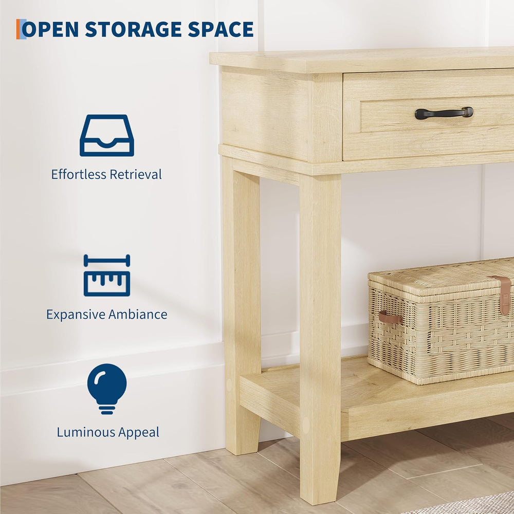 GarveeHome Entryway Table, Console Table with 3 Storage Drawers, 3 Tier Farmh...