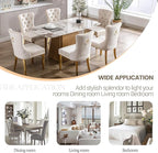 KCC Velvet Dining Chairs Set of 4, Upholstered High-end Tufted Dining Chair with Nailhead Back Ring Pull Trim Stainless Steel Legs, Contemporary Nikki Collection Modern Style for Kitchen, Beige