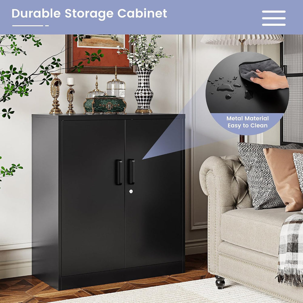 Metal Storage Cabinet, Garage Storage Cabinet with Locking Doors and Adjustab...