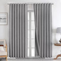 Joydeco Natural Linen Curtains 84 inch Length 2 Panels Set Burg 100% Blackout Patio Door Curtain Room Darkening Sliding Door Curtains Thermal Insulated Back tab Rod Pocket(105x84 inch, Light Grey)