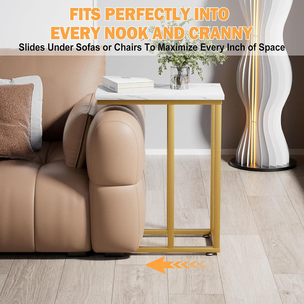 VECELO Universal C-Shaped Side Table, Multi-Functional Snack & TV Tray fo...