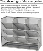Marbrasse Mesh Desk Organizer, Multi-Functional Pen Holder, Desktop Stationary Organizer, Storage Rack for School, Home, Office, Art Supplies (Mesh Pen Holder-Silver)