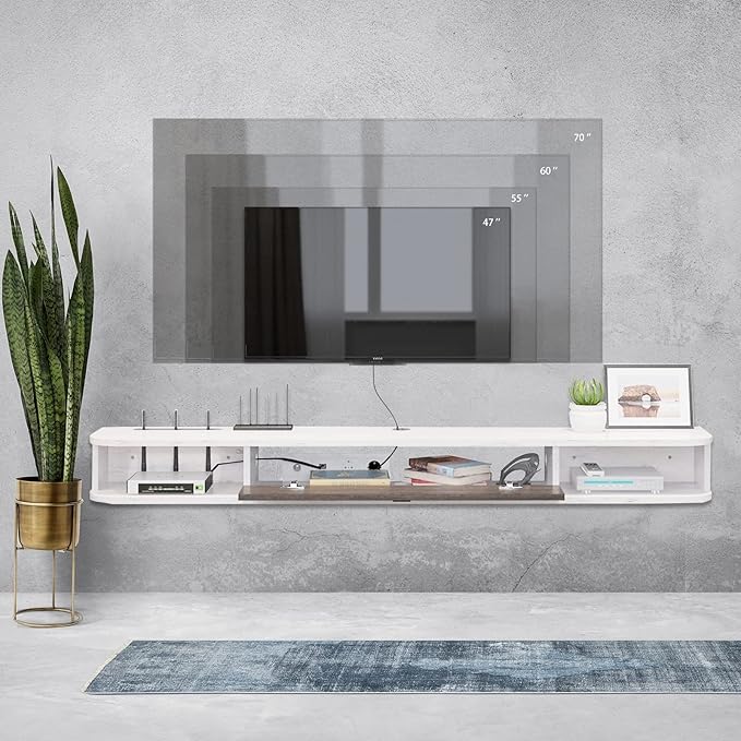 Pmnianhua Floating TV Console,55'' Wall-Mounted Media Console,Floatin...