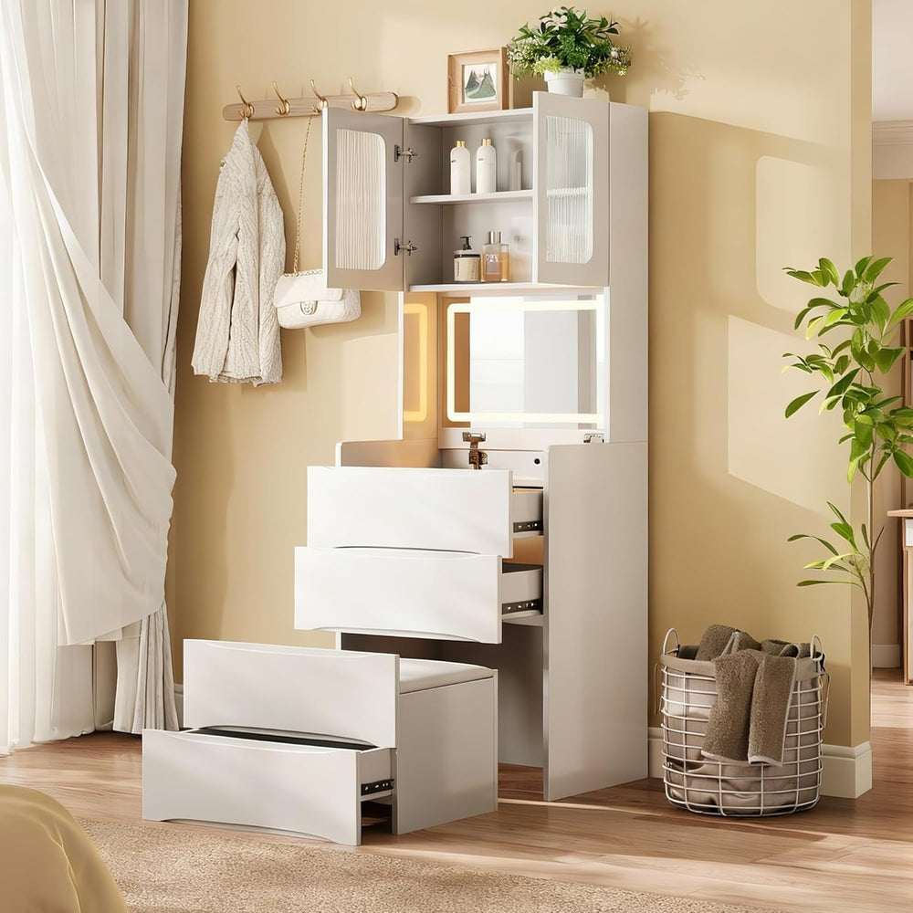 GOWE Vanity Table Set with Storage Adjustable Modern Contemporary for Bedroom...