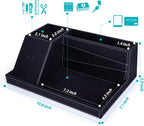 Valet Tray, Built in Wireless Charging Pad, Nightstand Organizer, Dresser Organizer, Mens Jewelry Box, Valet Charging Station, Faux Leather Valet Tray for Men and Women (Black+Wireless)
