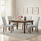 Furniliving Upholstered Dining Chairs Set of 2 - Line Fabric Modern Farmhouse Kitchen Chairs, High-Back Dining Room Chairs with Wooden Legs for Kitchen Dining Room Living Room.Light Grey