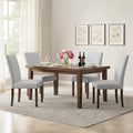 Furniliving Upholstered Dining Chairs Set of 4 - Line Fabric Modern Farmhouse Kitchen Chairs, High-Back Dining Room Chairs with Wooden Legs for Kitchen Dining Room Living Room.Light Grey