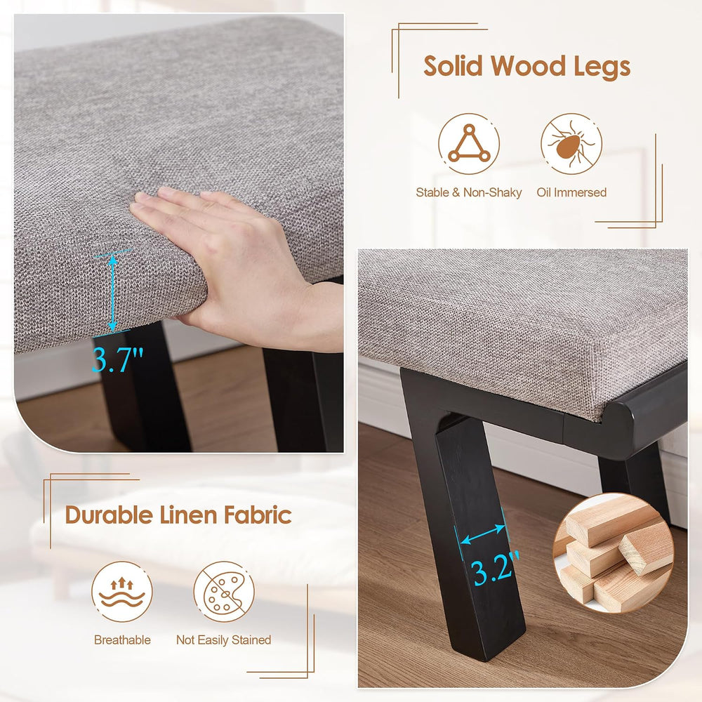 Zesthouse Solid Wood Bench for Bedroom End of Bed, Upholstered Small Entryway...