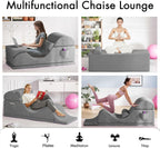 Convertible Yoga Chair for Adults, Ergonomic Foam Lounge with Lumbar Pillow, Washable Cover, Side Pocket, No Assembly Needed – Great for Exercise, Stretching & Relaxation Gray