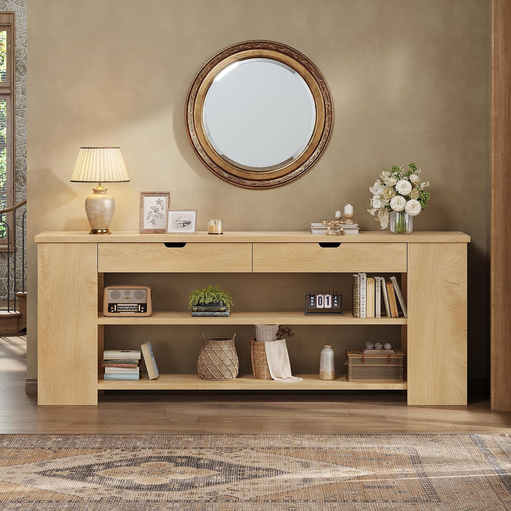 71.8 Inch Extra Long Console Table with Drawers, Farmhouse Long Console Table...