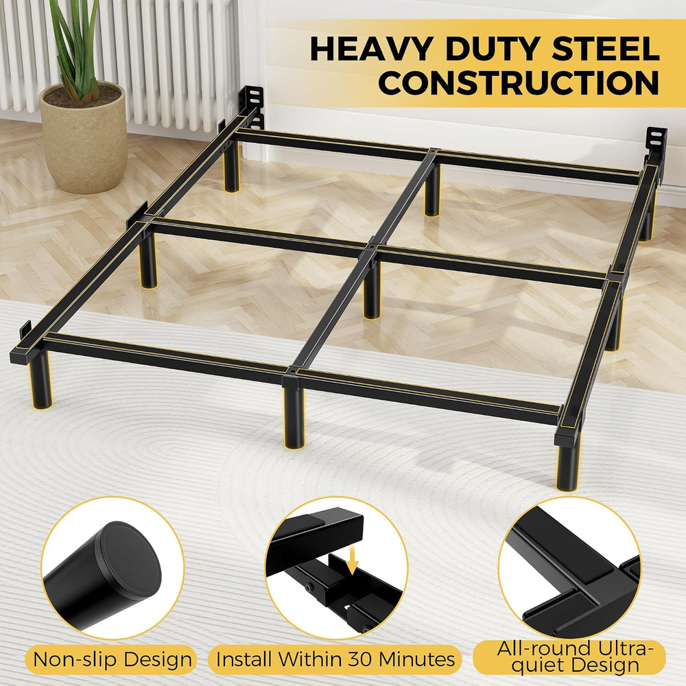 King Size Bed Frame, 7 Inch Heavy Duty Metal Base for Box Spring, 9 Legs