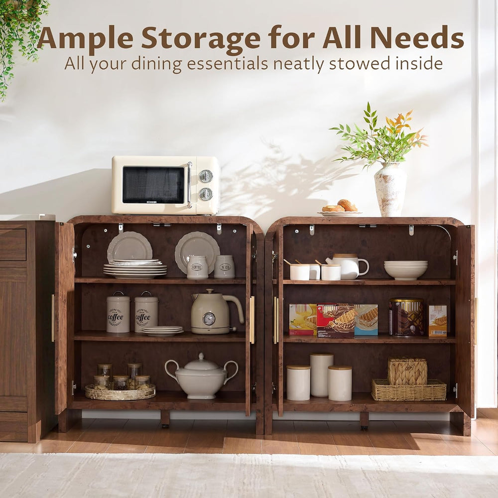 Set of 2 Sideboard Buffet Cabinet, Buffet Cabinet with Storage and 2 Adjustab...