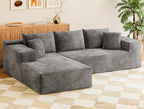108” Cloud Sectional Couches, Boneless Couch Modular L-Shaped Sofa with Deep Seat, Modern Comfort Upholstered Sofas for Living Room, No Assembly Required (Corduroy, Grey)