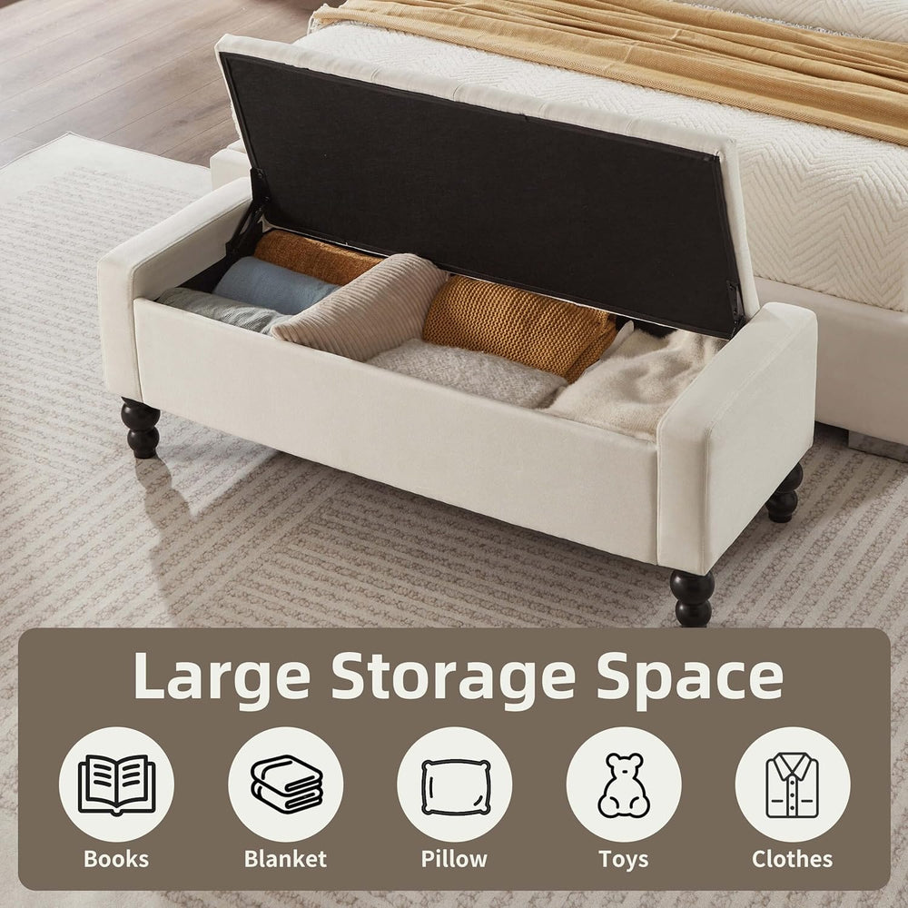 50" W Storage Ottoman Bench with Safety Hinge, Load up to 660 lb Ottoman...