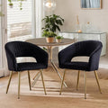 Black and Gold Velvet Dining Chairs, Modern Dining Room Chairs with Arms Set of 2 Upholstered Accent Chair Armchair with Barrel Back for Kitchen Living Room