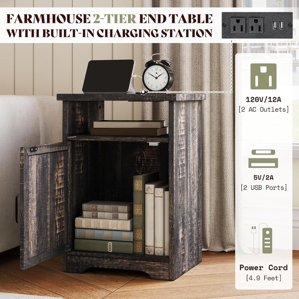 AMERLIFE Farmhouse 5 Piece Living Room Table Set, 63" TV Stand, Daark Oak