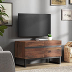 WAMPAT Modern TV Stand for TVs Up to 40 Inch, Entertainment Center Media Console with Storage Cabinet, TV Console for Living Room, Brown